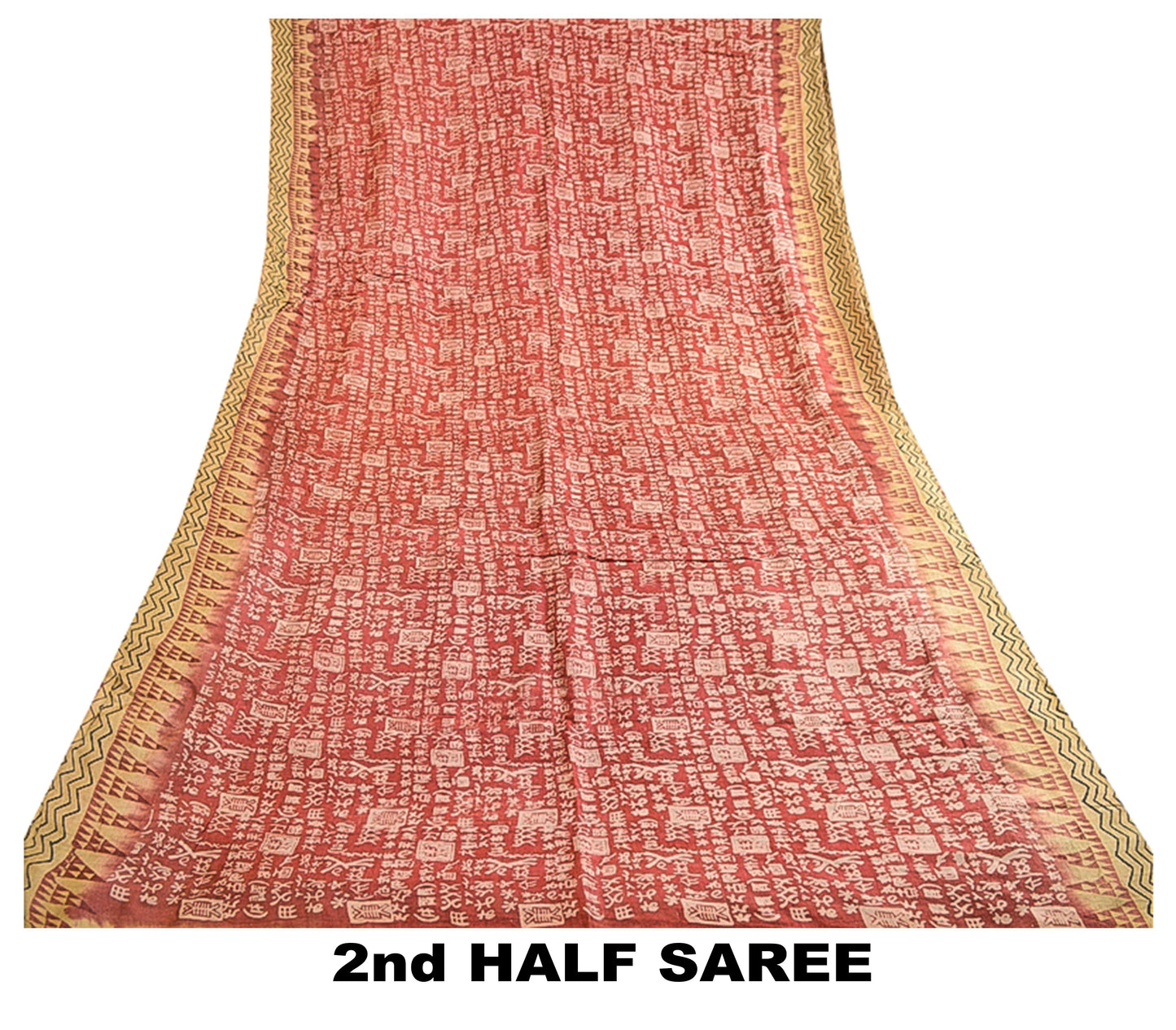 Sanskriti Vintage Sarees Pink Hand Block Printed Pure Silk Sari 5yd Craft Sustainable Fabric
