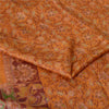 Sanskriti Vintage Sarees Indian Saffron Printed Pure Silk Sari 5yd Craft Sustainable Fabric