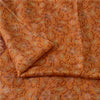 Sanskriti Vintage Sarees Indian Saffron Printed Pure Silk Sari 5yd Craft Sustainable Fabric