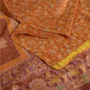 Sanskriti Vintage Sarees Indian Saffron Printed Pure Silk Sari 5yd Craft Sustainable Fabric