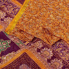 Sanskriti Vintage Sarees Indian Saffron Printed Pure Silk Sari 5yd Craft Sustainable Fabric