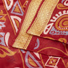 Sanskriti Vintage Sarees Red Animal Pure Silk Printed Sari 5yd Soft Craft Sustainable Fabric
