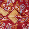 Sanskriti Vintage Sarees Red Animal Pure Silk Printed Sari 5yd Soft Craft Sustainable Fabric