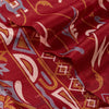 Sanskriti Vintage Sarees Red Animal Pure Silk Printed Sari 5yd Soft Craft Sustainable Fabric