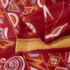 Sanskriti Vintage Sarees Red Animal Pure Silk Printed Sari 5yd Soft Craft Sustainable Fabric
