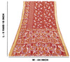 Sanskriti Vintage Sarees Red Animal Pure Silk Printed Sari 5yd Soft Craft Sustainable Fabric