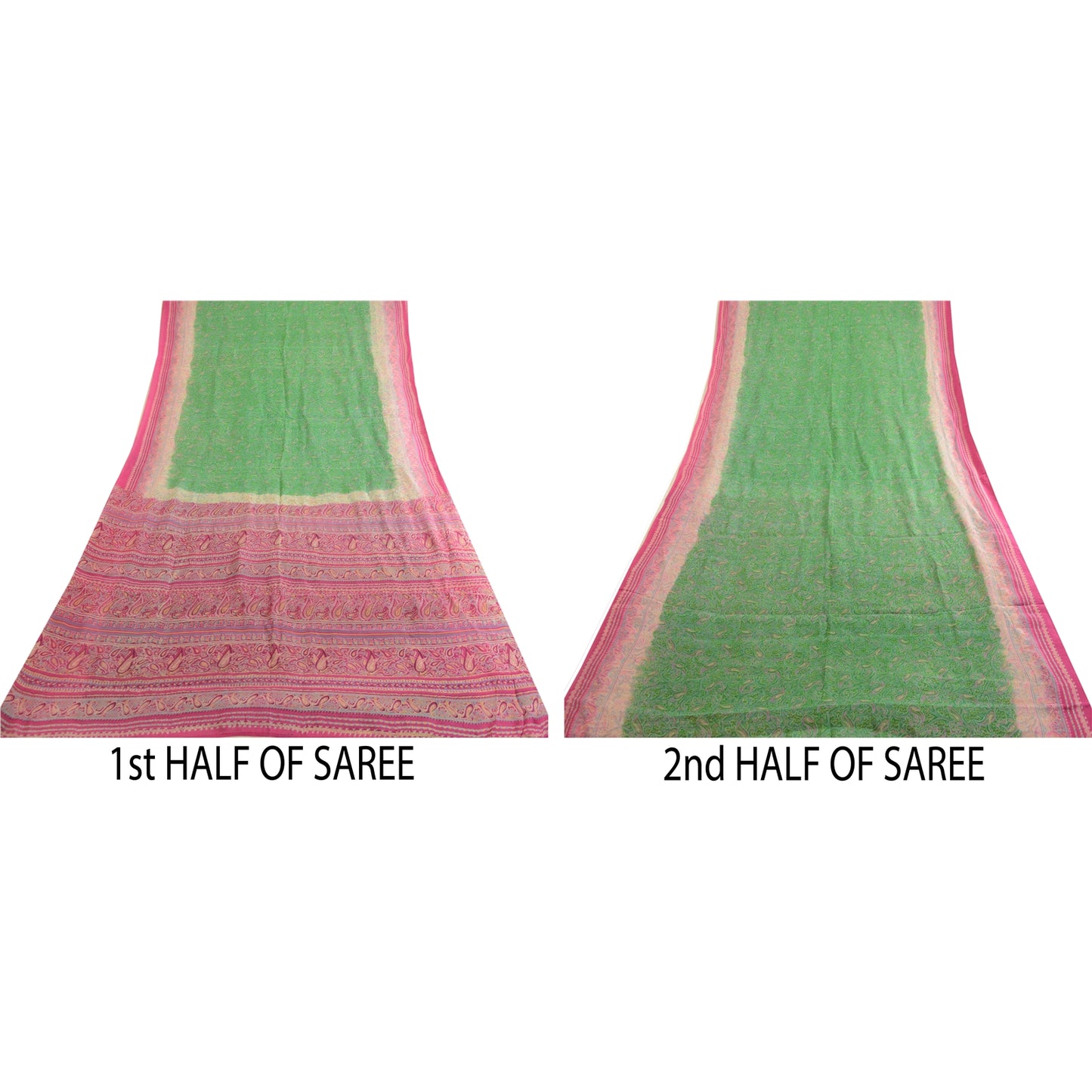 Sanskriti Vintage Sarees Pure Silk  Quilting Felting Craft Fabric Printed Sari