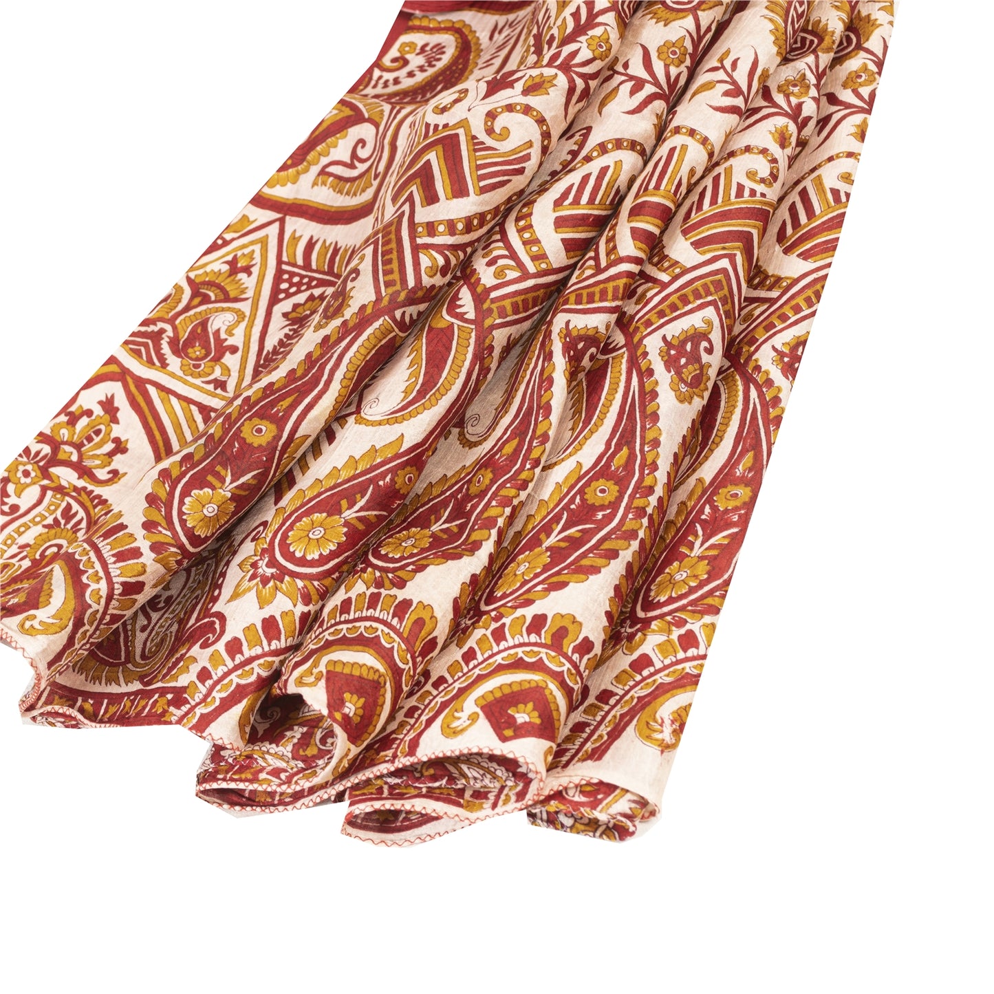 Sanskriti Vintage Sarees Red Quilting Felting Craft Fabric Pure Silk Print Sari