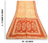 Sanskriti Vintage Sarees Indian Cream Batik Printed Pure Silk Sari Craft Sustainable Fabric