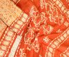 Sanskriti Vintage Sarees Indian Cream Batik Printed Pure Silk Sari Craft Sustainable Fabric