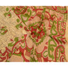 Sanskriti Vintage Sarees Cream Pure Silk Abstract Printed Sari 6 YD Craft Fabric