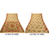 Sanskriti Vintage Sarees Cream Pure Silk Abstract Printed Sari 6 YD Craft Fabric