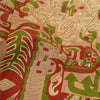 Sanskriti Vintage Sarees Cream Pure Silk Abstract Printed Sari 6 YD Craft Fabric