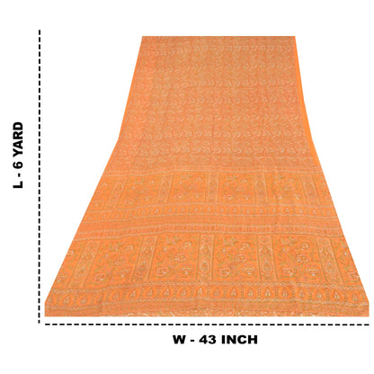 Sanskriti Vintage Sarees 100% Pure Silk Quilting Felting Craft Fabric Print Sari