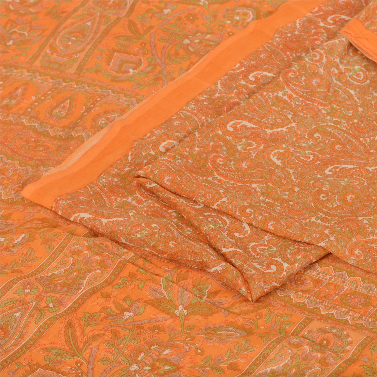 Sanskriti Vintage Sarees 100% Pure Silk Quilting Felting Craft Fabric Print Sari