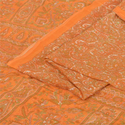 Sanskriti Vintage Sarees 100% Pure Silk Quilting Felting Craft Fabric Print Sari