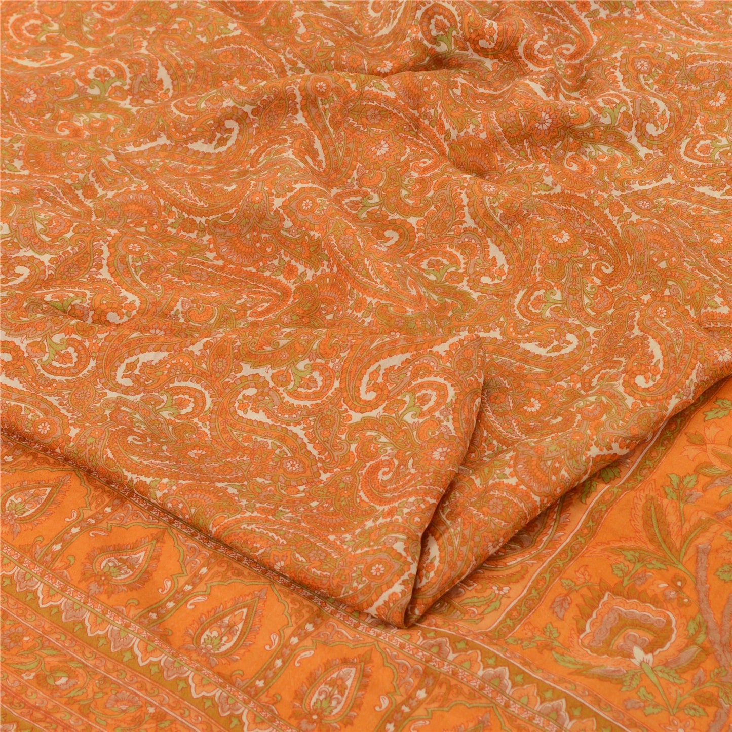 Sanskriti Vintage Sarees 100% Pure Silk Quilting Felting Craft Fabric Print Sari