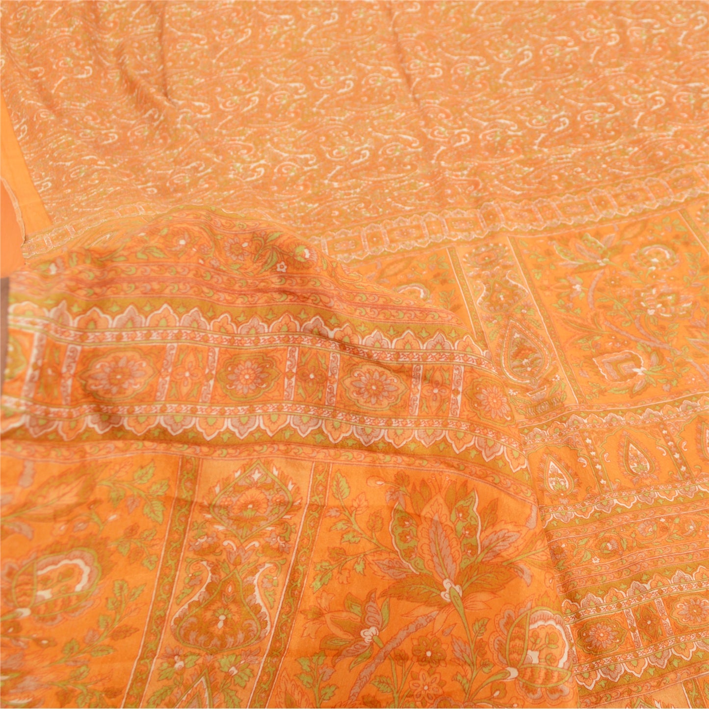 Sanskriti Vintage Sarees 100% Pure Silk Quilting Felting Craft Fabric Print Sari