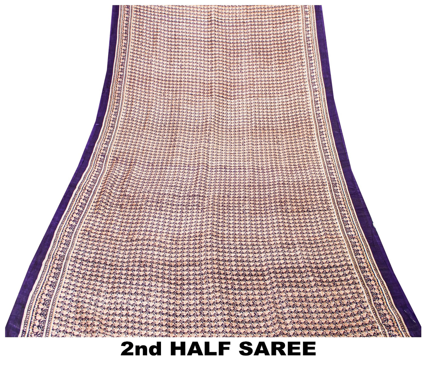 Sanskriti Vintage Sarees Blue Indian Printed Pure Silk Sari Floral Craft Sustainable Fabric