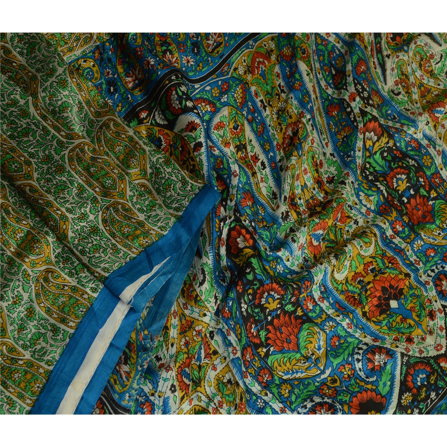 Sanskriti Vintage Sarees Quilting Felting Craft Fabric Printed Pure Silk Sari