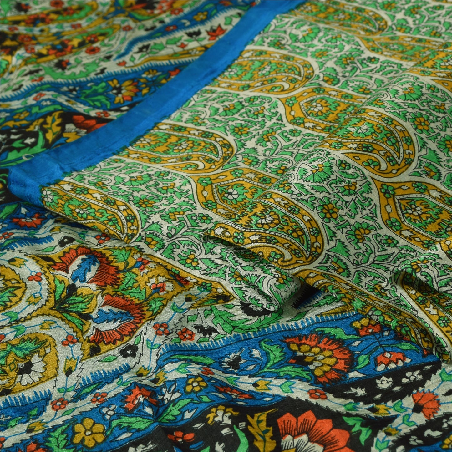 Sanskriti Vintage Sarees Quilting Felting Craft Fabric Printed Pure Silk Sari