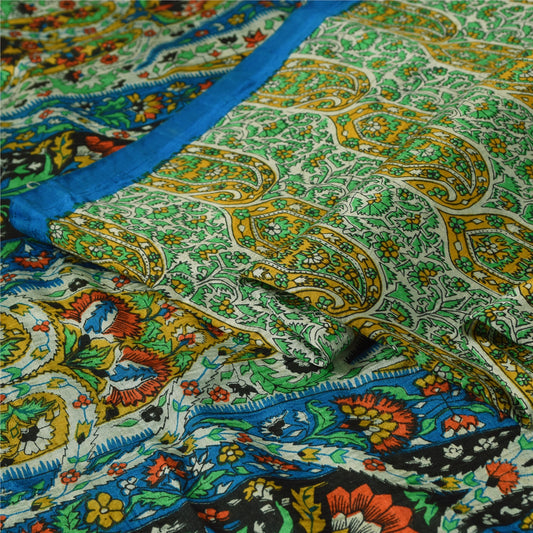 Sanskriti Vintage Sarees Quilting Felting Craft Fabric Printed Pure Silk Sari