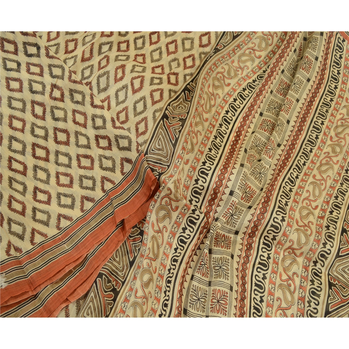 Sanskriti Vintage Sarees Pure Silk Quilting Felting Craft Fabric Printed Sari