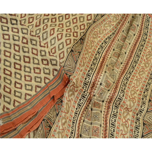 Sanskriti Vintage Sarees Pure Silk Quilting Felting Craft Fabric Printed Sari