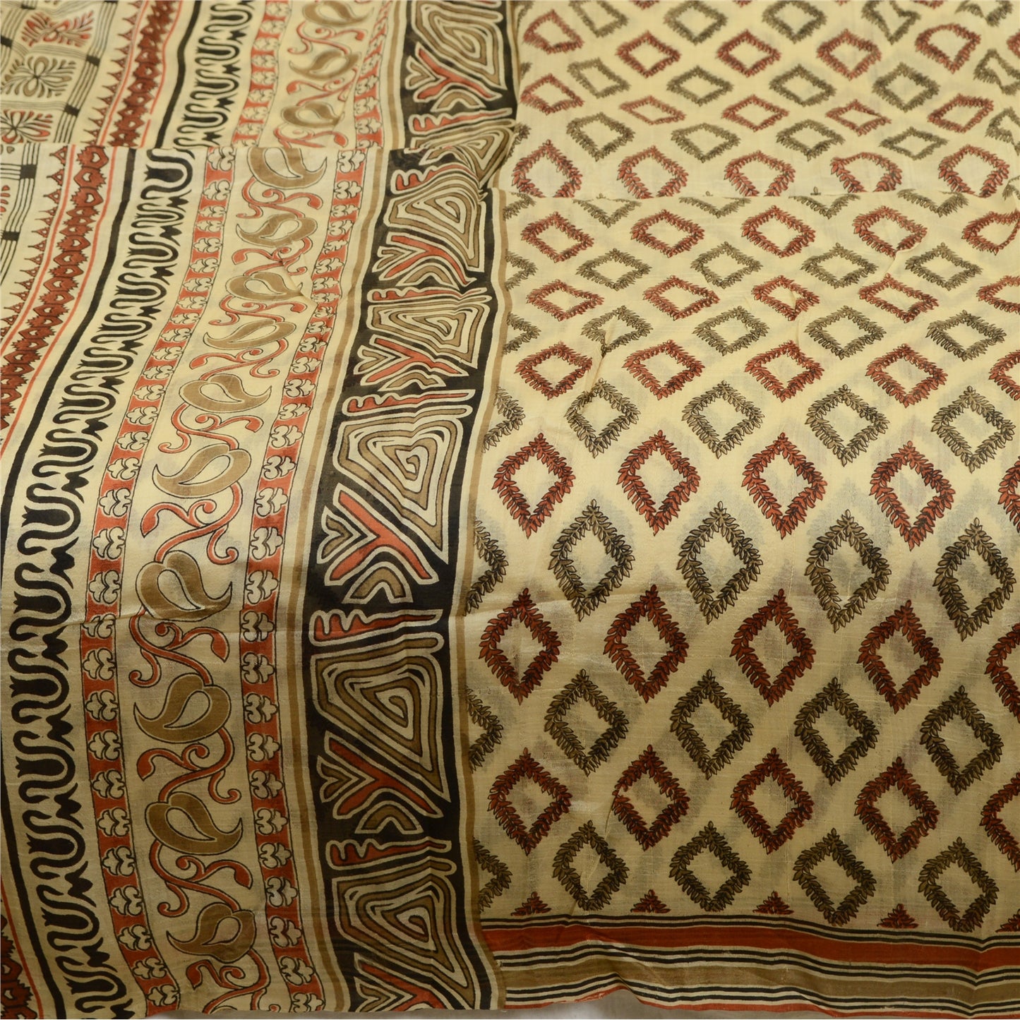 Sanskriti Vintage Sarees Pure Silk Quilting Felting Craft Fabric Printed Sari