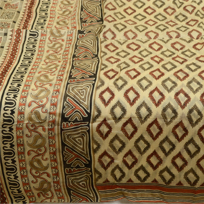 Sanskriti Vintage Sarees Pure Silk Quilting Felting Craft Fabric Printed Sari