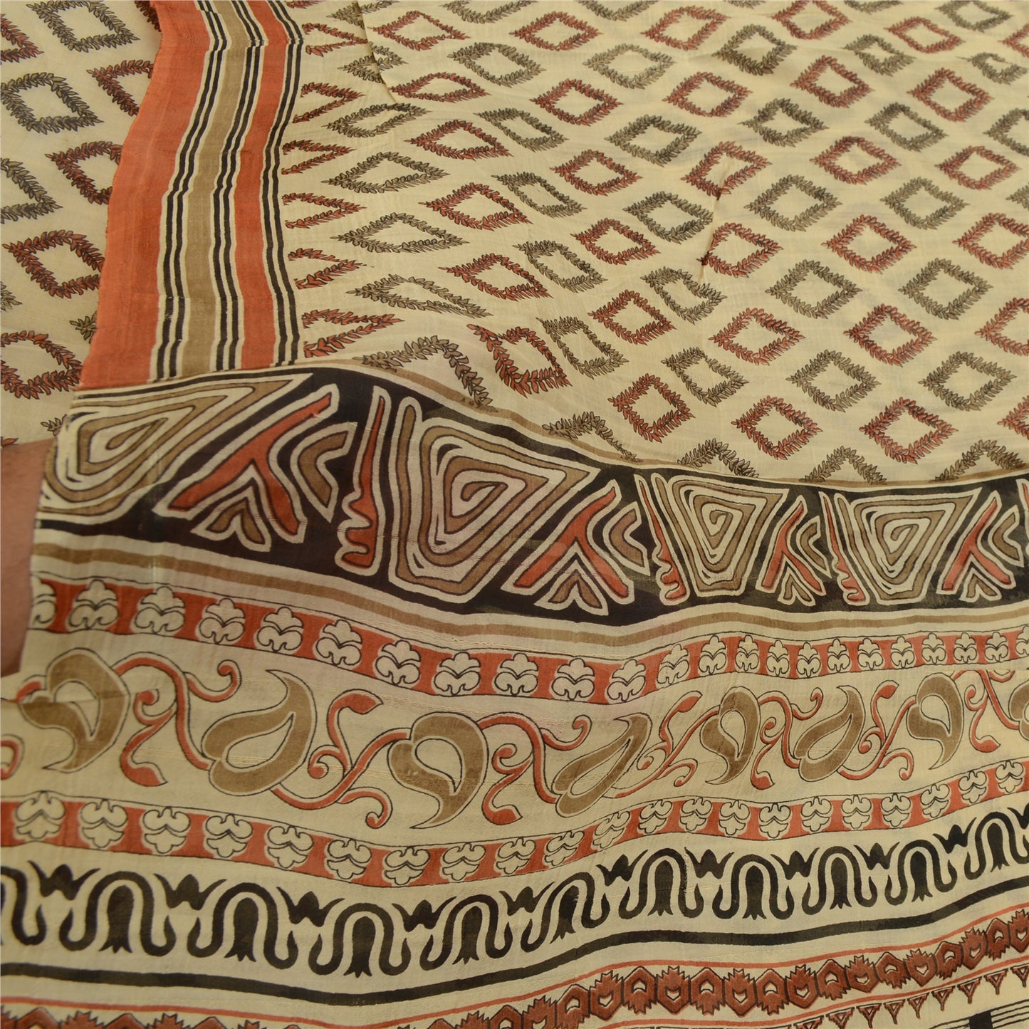 Sanskriti Vintage Sarees Pure Silk Quilting Felting Craft Fabric Printed Sari