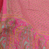 Sanskriti Vintage Sarees Pink Quilting Felting Craft Fabric Pure Silk Print Sari