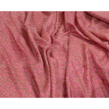Sanskriti Vintage Sarees Pink Quilting Felting Craft Fabric Pure Silk Print Sari