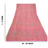 Sanskriti Vintage Sarees Pink Quilting Felting Craft Fabric Pure Silk Print Sari
