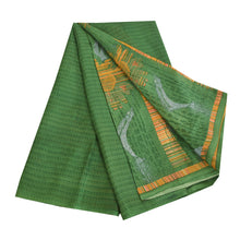 Load image into Gallery viewer, Sanskriti Vintage Sarees 5yd Green/Yellow Pure Silk Printed Sari 5ydCraft Fabric
