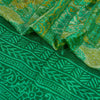 Sanskriti Vintage Sarees Indian Green Pure Silk Printed Sari 5yd Craft Sustainable Fabric
