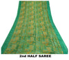 Sanskriti Vintage Sarees Indian Green Pure Silk Printed Sari 5yd Craft Sustainable Fabric