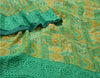 Sanskriti Vintage Sarees Indian Green Pure Silk Printed Sari 5yd Craft Sustainable Fabric