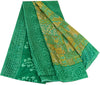 Sanskriti Vintage Sarees Indian Green Pure Silk Printed Sari 5yd Craft Sustainable Fabric