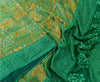 Sanskriti Vintage Sarees Indian Green Pure Silk Printed Sari 5yd Craft Sustainable Fabric
