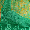 Sanskriti Vintage Sarees Indian Green Pure Silk Printed Sari 5yd Craft Sustainable Fabric