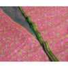 Sanskriti Vintage Sarees Pink Zari Border Pure Silk Printed Sari Craft Fabric