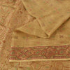 Sanskriti Vintage Sarees Shades of Cream Printed Pure Silk Sari 6yd Craft Sustainable Fabric