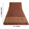 Sanskriti Vintage Sarees Indian Dark Brown Pure Silk Printed Sari Craft Fabric