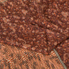 Sanskriti Vintage Sarees Indian Dark Brown Pure Silk Printed Sari Craft Fabric