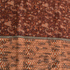 Sanskriti Vintage Sarees Indian Dark Brown Pure Silk Printed Sari Craft Fabric