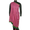 Sanskriti Vintage Sarees Pink Zari Border Printed Pure Silk Sari Craft Sustainable Fabric