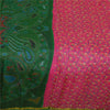 Sanskriti Vintage Sarees Pink Zari Border Printed Pure Silk Sari Craft Sustainable Fabric