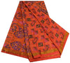 Sanskriti Vintage Sarees Red From India Printed Pure Silk Sari 5yd Craft Sustainable Fabric