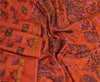 Sanskriti Vintage Sarees Red From India Printed Pure Silk Sari 5yd Craft Sustainable Fabric